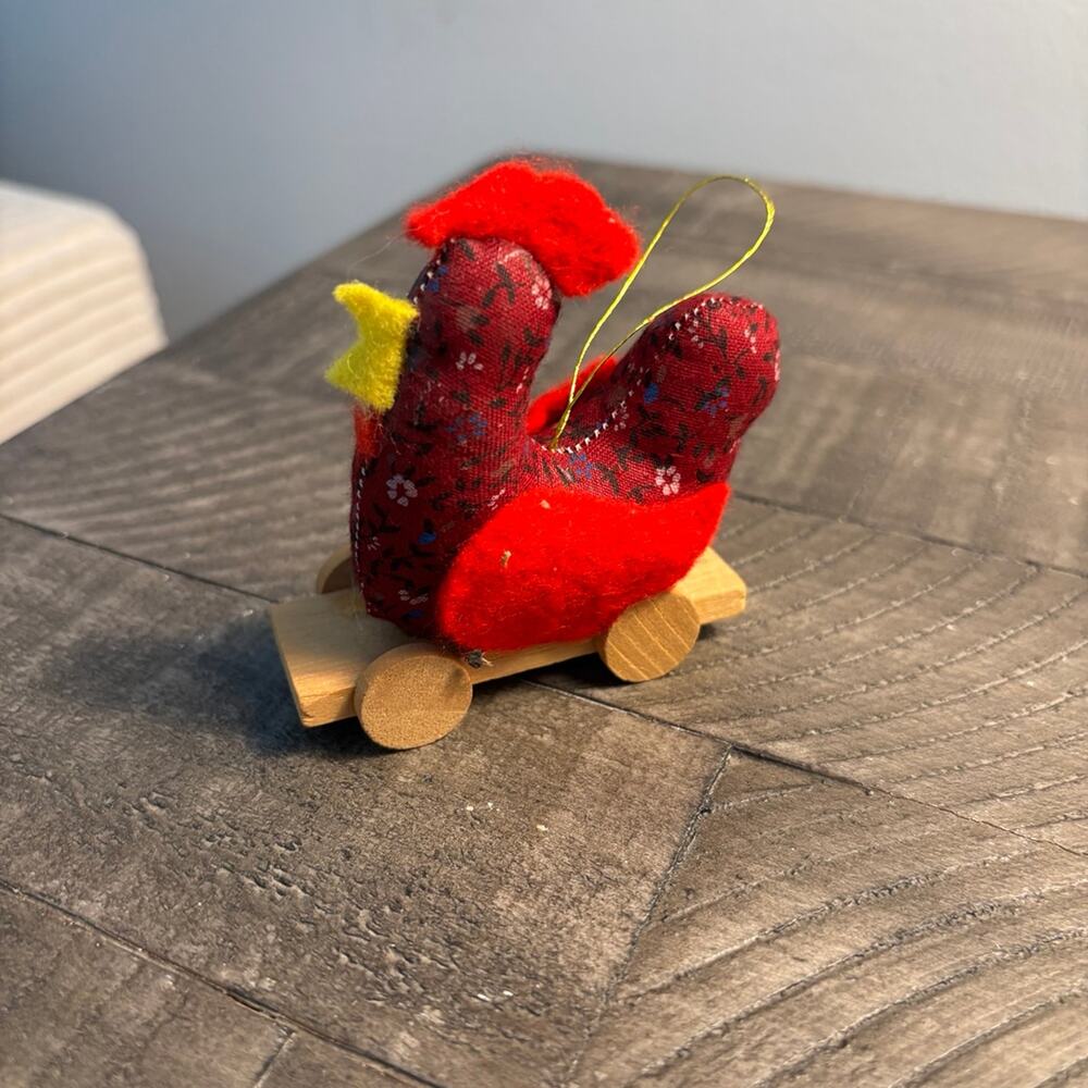 Handmade Fabric Chicken Pincushion Christmas Ornament